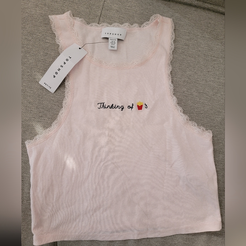 NWT topshop thinking of fries petite lace cami